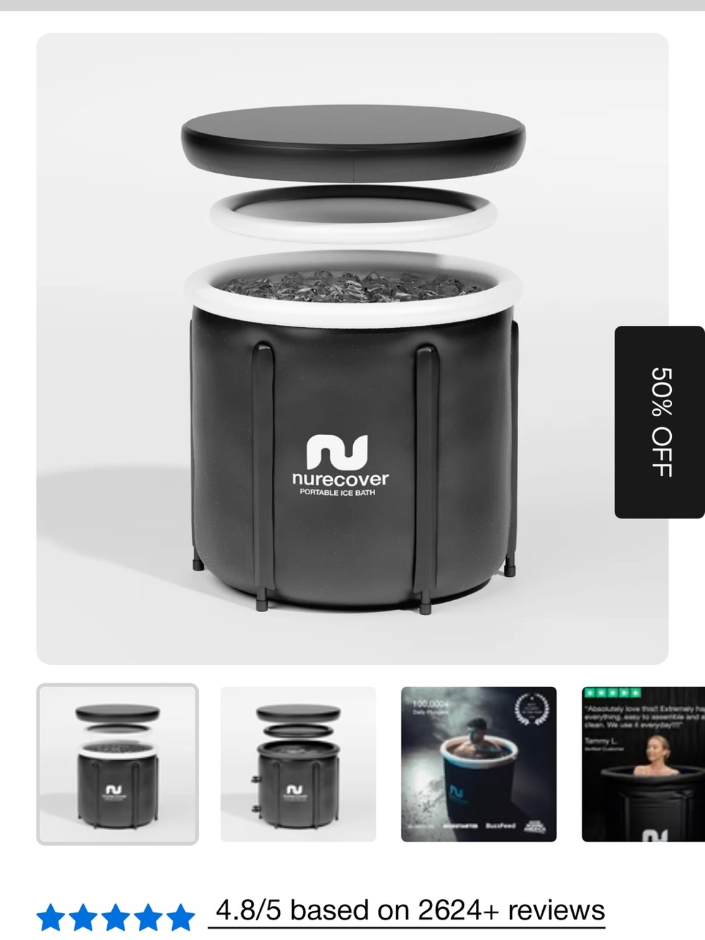 Portable Ice Bath Tub - Black
